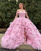 Princess Off-the-shoulder Tulle Ruffle Tiered Prom Dresses
