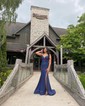 Black Mermaid V-neck Jersey Beaded Prom Dresses