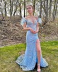 Mermaid Off-the-shoulder Lace Prom Dresses With Feather