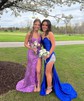 Mermaid V-neck Sparkly Sequin Prom Dresses With Appliques