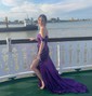 Mermaid Off-the-shoulder Sparkly Sequin Prom Dresses With Ruched