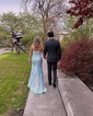 Mermaid Square Neck Sparkly Sequin Prom Dresses With Appliques