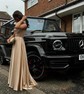 A-line V-neck Satin Corset Prom Dresses With Beading