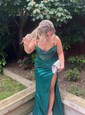 Sheath/Column Cowl Neck Satin Corset Prom Dresses With Ruched
