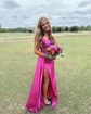 Sheath/Column Strapless Satin Prom Dresses With Ruched