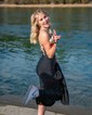 Black Mermaid V-neck Jersey Beaded Prom Dresses