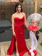 Mermaid Cowl Neck Satin Corset Prom Dresses With Ruched