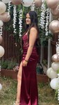 Sheath/Column Cowl Neck Satin Corset Prom Dresses With Ruched