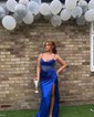 Sheath/Column Cowl Neck Satin Corset Prom Dresses With Ruched