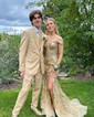 Mermaid Off-the-shoulder Sparkly Sequin Prom Dresses With Appliques