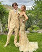 Mermaid Off-the-shoulder Sparkly Sequin Prom Dresses With Appliques