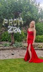 Mermaid V-neck Satin Corset Prom Dresses With Appliques
