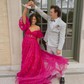 Ball Gown Off-the-shoulder Chiffon Ruffle Prom Dresses With Puff Sleeve