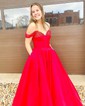 Ball Gown Off-the-shoulder Satin Corset Prom Dresses With Beading