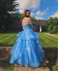 Princess Off-the-shoulder Tulle Ruffle Prom Dresses With Appliques