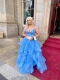 Princess Off-the-shoulder Tulle Ruffle Prom Dresses With Appliques
