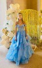 Princess Off-the-shoulder Tulle Ruffle Prom Dresses With Appliques