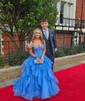Princess Off-the-shoulder Tulle Ruffle Prom Dresses With Appliques
