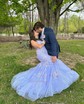 Mermaid V-neck Tulle Prom Dresses With Appliques
