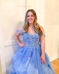Princess Off-the-shoulder Tulle Ruffle Prom Dresses With Appliques