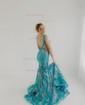 Mermaid V-neck Backless Sparkly Sequin Prom Dresses