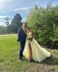 Ball Gown Strapless Tulle Ruffle Tiered Prom Dresses With Appliques