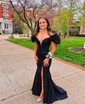 Mermaid Jersey Off-the-shoulder Prom Dresses With Feather