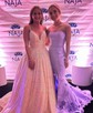 Princess V-neck Sparkly Sequin Prom Dresses With Ruched