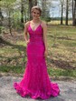 Mermaid V-neck Sparkly Sequin Prom Dresses With Appliques