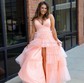 Ball Gown V-neck Glitter Tulle Ruffle Tiered Prom Dresses