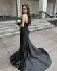 Mermaid Strapless Satin Corset Prom Dresses With Ruched