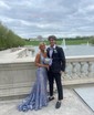 Mermaid V-neck Backless Sparkly Sequin Prom Dresses