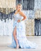 Ball Gown Off-the-shoulder Sequin Tiered Prom Dresses