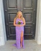 Sheath/Column One Shoulder Sparkly Velvet Sequin Prom Dresses