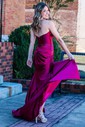 Mermaid Strapless Satin Cut Out Prom Dresses With Ruched