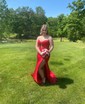 Mermaid Strapless Satin Cut Out Prom Dresses With Ruched