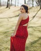 Mermaid One Shoulder Cut Out Sparkly Sequin Prom Dresses