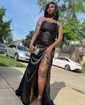 Mermaid V-neck Satin Prom Dresses With Ruched