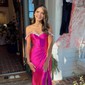 Mermaid Off-the-shoulder Ruched Satin Prom Dresses With Beading