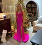 Ivory Mermaid V-neck Jersey Beaded Prom Dresses