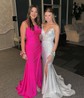 Ivory Mermaid V-neck Jersey Beaded Prom Dresses