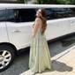 A-line Cowl Neck Satin Prom Dresses With Ruched