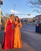 A-line Cowl Neck Satin Prom Dresses With Ruched