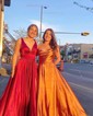 A-line Cowl Neck Satin Prom Dresses With Ruched