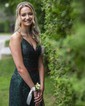 Sheath/Column V-neck Sparkly Sequin Prom Dresses With Ruched