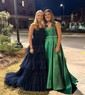 Ball Gown Strapless Tulle Ruffle Tiered Prom Dresses