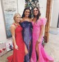Mermaid Off-the-shoulder Sparkly Sequin Prom Dresses With Feather