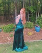 Mermaid V-neck Satin Corset Prom Dresses With Appliques
