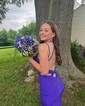 Mermaid V-neck Jersey Cut Out Beaded Prom Dresses
