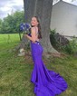Mermaid V-neck Jersey Cut Out Beaded Prom Dresses